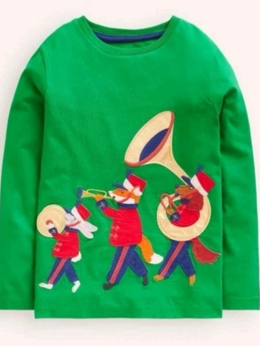Mini Boden Appliqué T-Shirt Holiday Marching Band  5-6 years